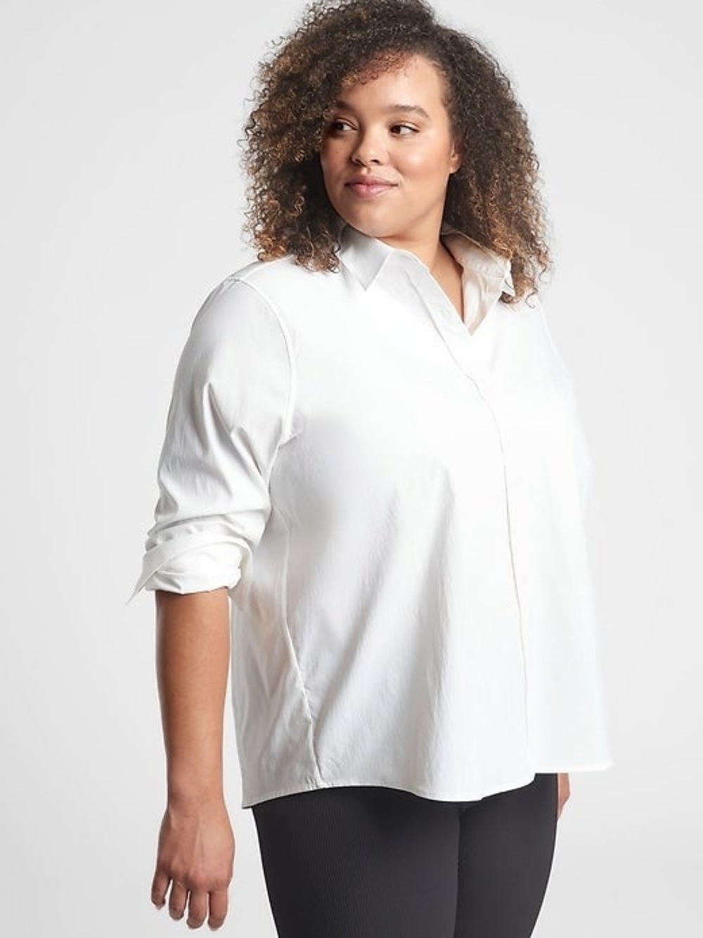 Athleta Urbanite Top 2.0 White Button Down Shirt 1X